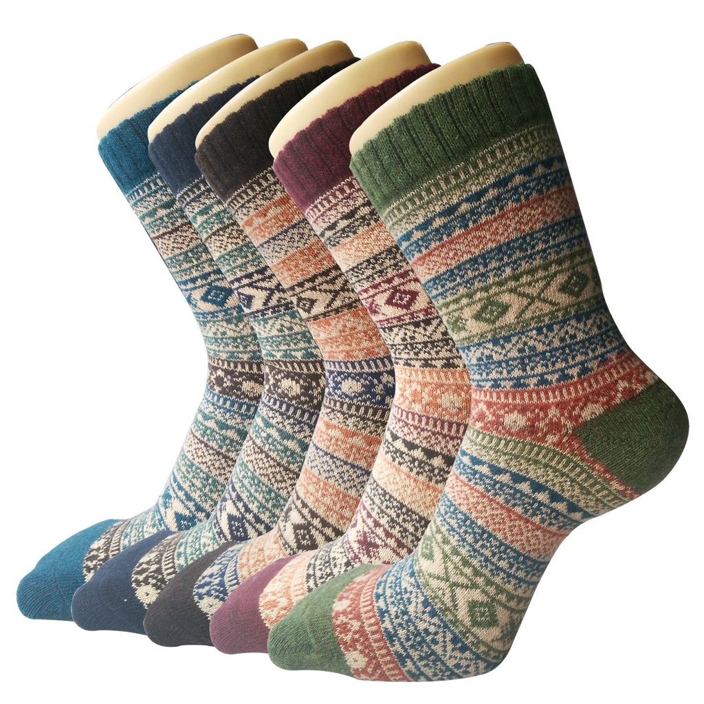 Justay Pucott Cute Cat and Fish Ladies Socks 5 Pairs, Warm and Cozy Crew Socks, Multipack