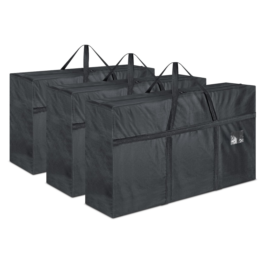 3 Large 180L Storage Bags With Zips & Label Holder Waterproof Reusable Alternative to Movin