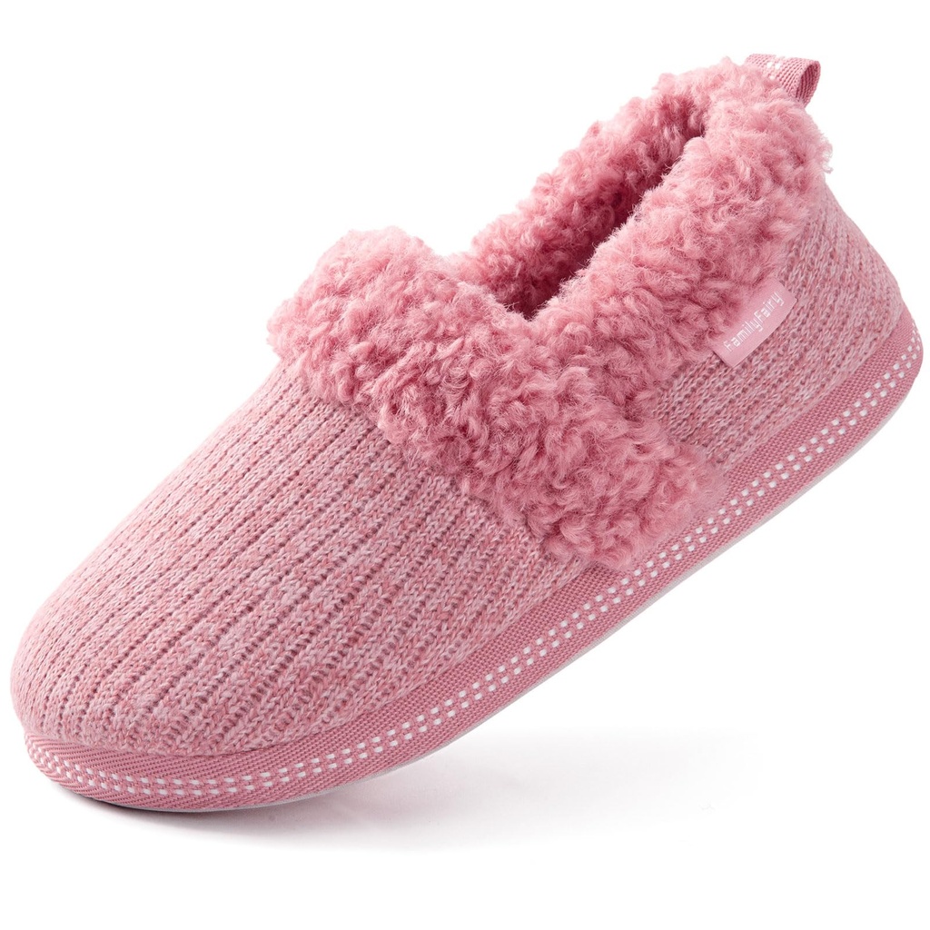 FamilyFairy Ladies Fluffy Slippers Warm Memory Foam House Slippers for Women Cosy Indoor Pi