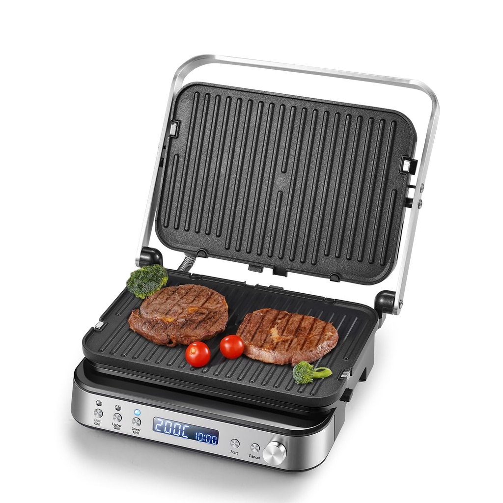 AMZCHEF Panini Press Grill, 4-in-1 Electric Grill, Waffle&Sandwich Toaster - Opens 180Ã‚Â°