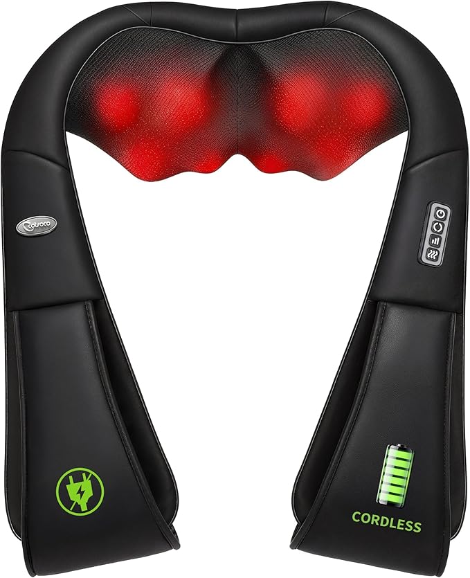 cotsoco Cordless Shiatsu Neck and Shoulder Massager with Heat