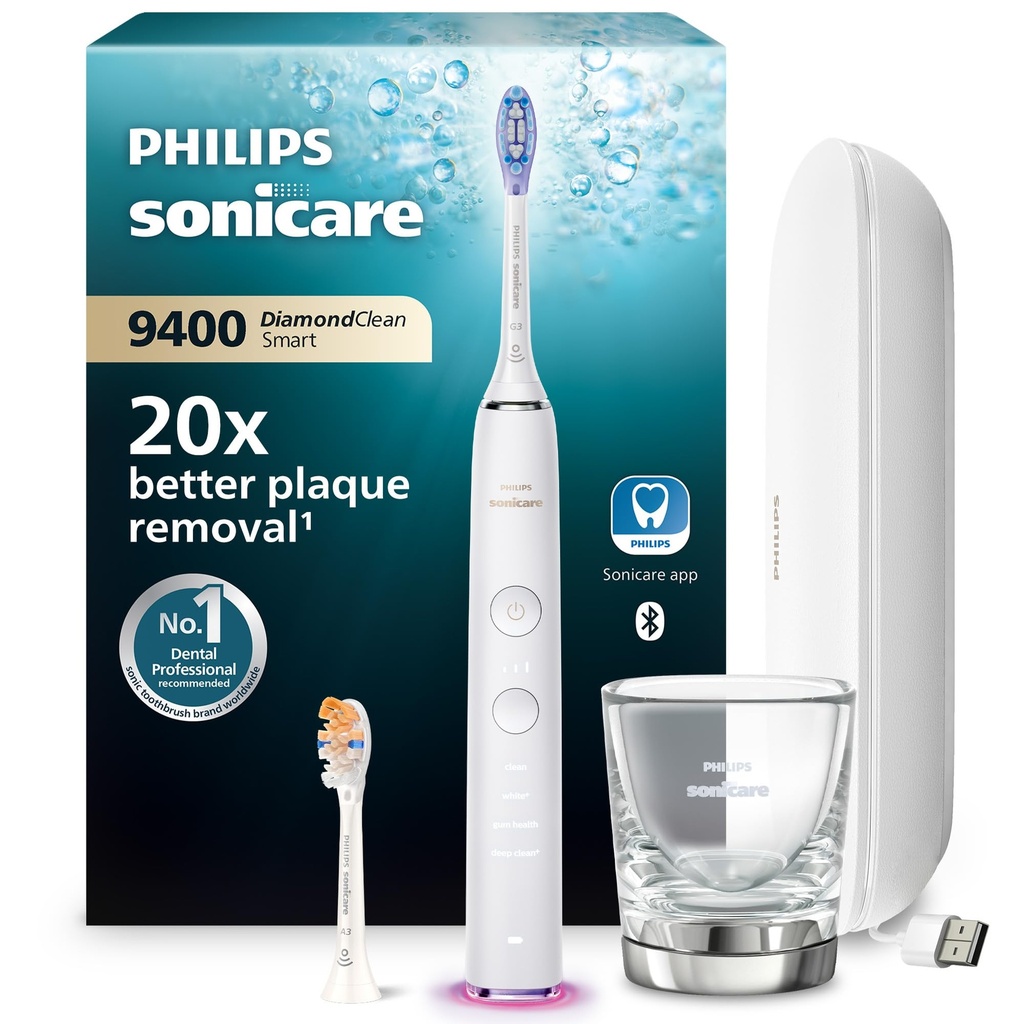 Philips Sonicare DiamondClean Smart 9400 Electric Toothbrush, Sonic Toothbrush with App