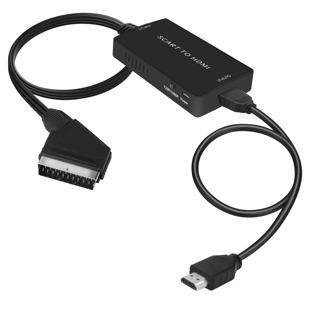 Scart to HDMI Converter with HDMI Cable, Full HD 720P/1080P Switch