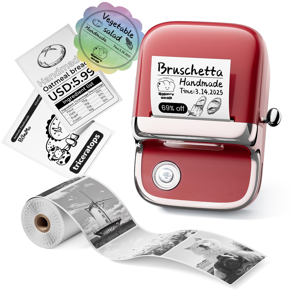 Phomemo M150 Label Maker Machine, 2024 Upgraded Thermal Portable Label Maker (Red)