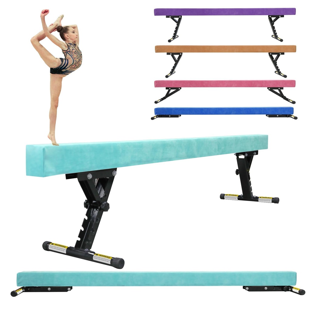 SportBob Gymnastics Beam Adjustable 244cm, 8ft High and Low Floor Balance Beam, Gymnastics