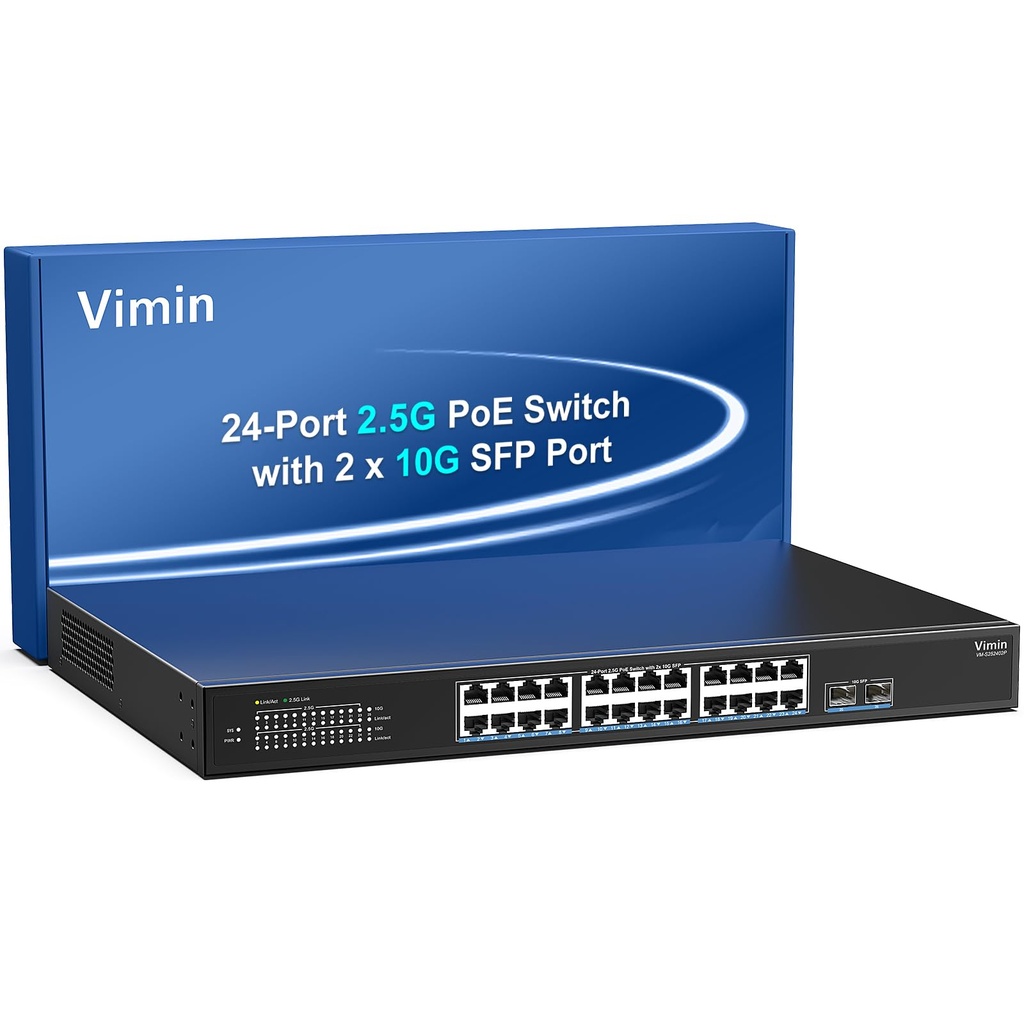 24 Port 2.5G PoE Switch with 2x10G SFP, 24 2.5G Base-T PoE Ports+10G SFP, 26 Port PoE 