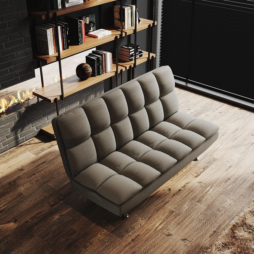 ELEGANT 3 Seater Settee Bed with Detachable Armrests Guest Room Linen Sofa Bed