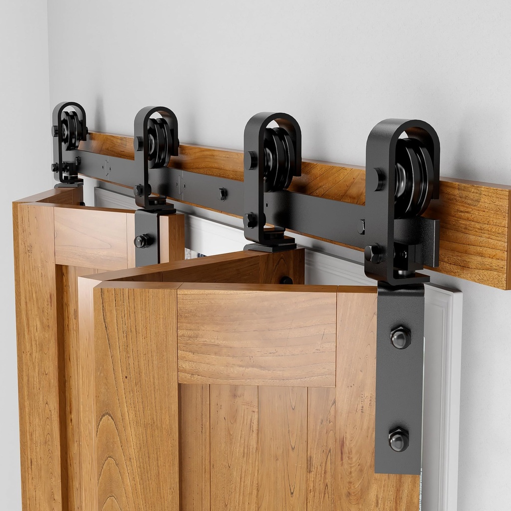SANKEYTEW 4.3FT/131.1CM Bifold Sliding Barn Door Hardware Track Kit for Double Bi-Folding 