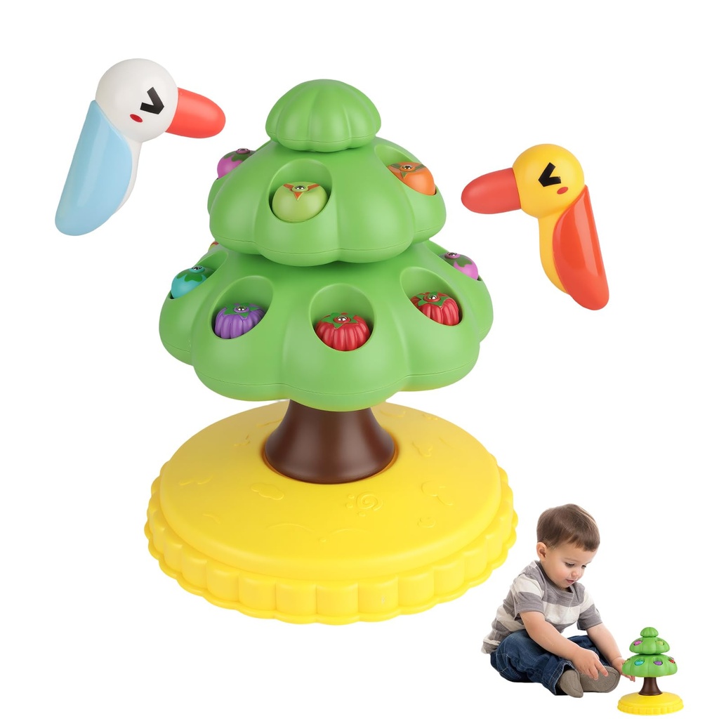 Rotating Woodpecker Magnetic Games - Tree Picking Fruit Magnetic Fishing Games, Interactive