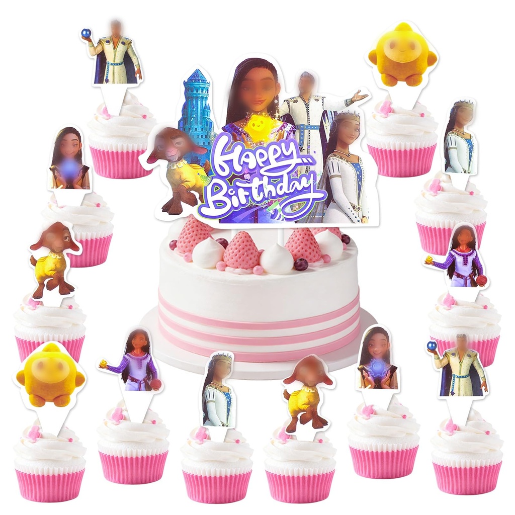25 Pcs Princess Cake Toppers, Cake Birthday Party Decorations Figures 1 Big Cake Decoration