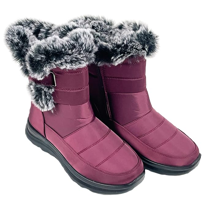 Forever Young Snow Boots Womens Anti-Slip Warm Fur Lined Outdoor Winter Boots in Rose Pink