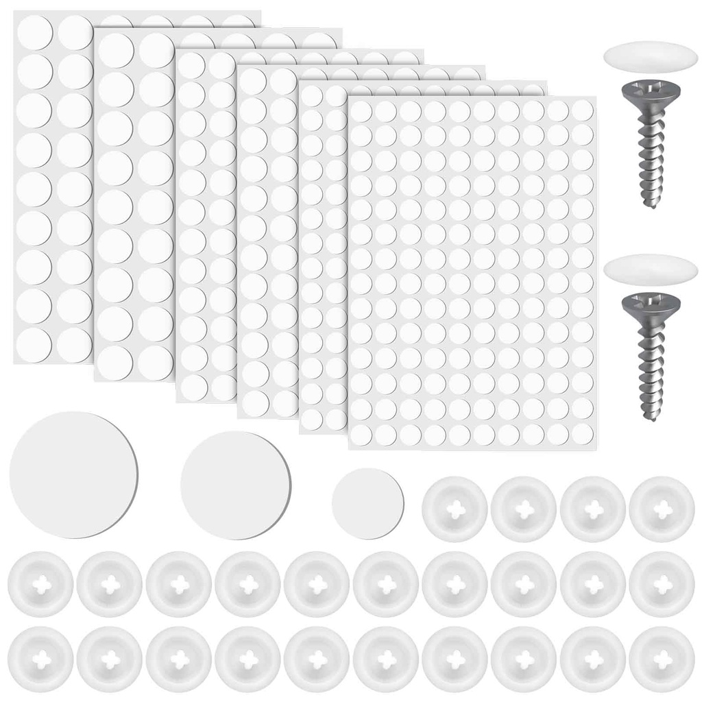 680pcs Self-Adhesive Screw Hole Stickers & Screw Covers Caps, 0.47in 0.59in 0.83in Dust-Pro