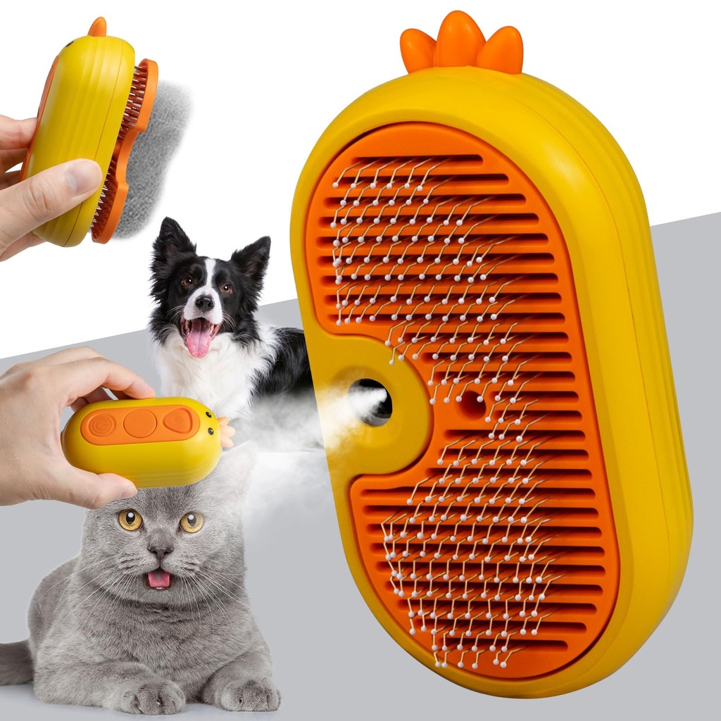 TOHDHC Cat Steam Brush - Self Cleaning Steam Pet Brush for Cats Shedding, Removing Knots an