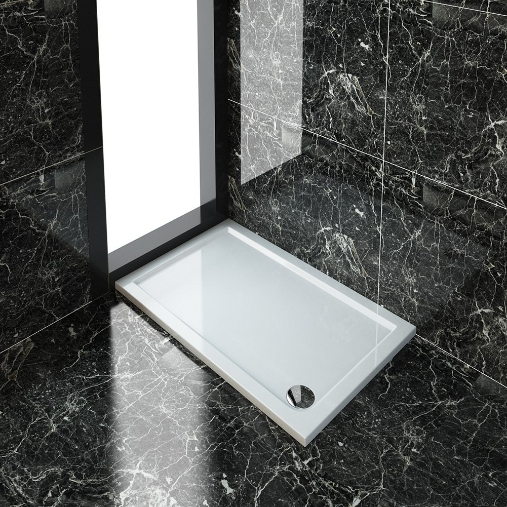 ELEGANT 1200 x 700 x 40 mm Rectangular Stone Shower Tray for Shower Enclosure Cubicle