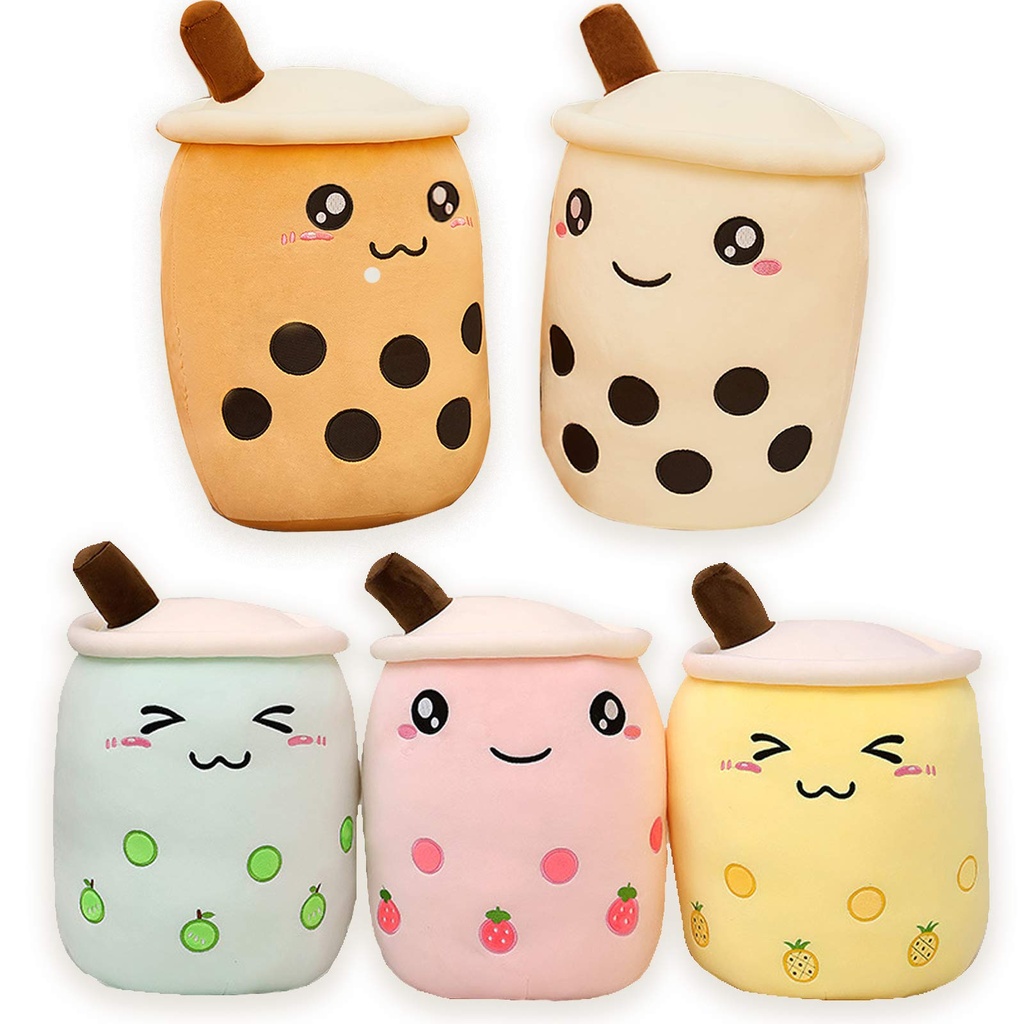 AMOZO Cute Cartoon Boba Milk Tea Soft Plush Doll, Giant Boba Bubble Plushie Stuffed Tea Cup