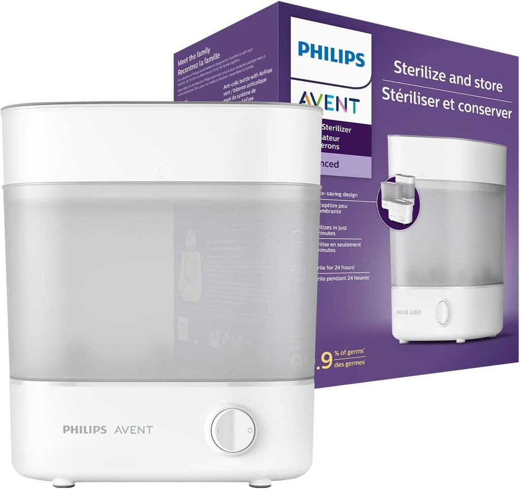 Philips Avent Advanced Bottle Steriliser, Kills 99.9% of Germs*, 10 min Sterilising Cycle