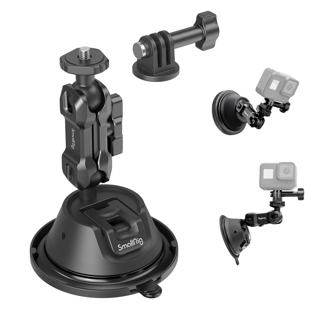 SMALLRIG Double-Layer Suction Cup Mount for GoPro Hero 11/10 / 9, for DJI Osmo Action/Prock