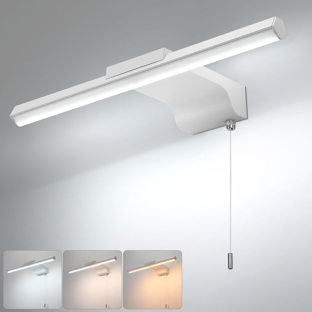 Lightsjoy 40CM Bathroom Mirror Light with Pull Cord Switch 8W Bathroom Wall Lights 3 Colors