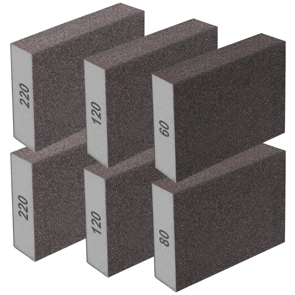 mxuteuk 6Pcs Sanding Sponge 60 80 120 220 Coarse Medium Fine Grit Sanding Block Washable an