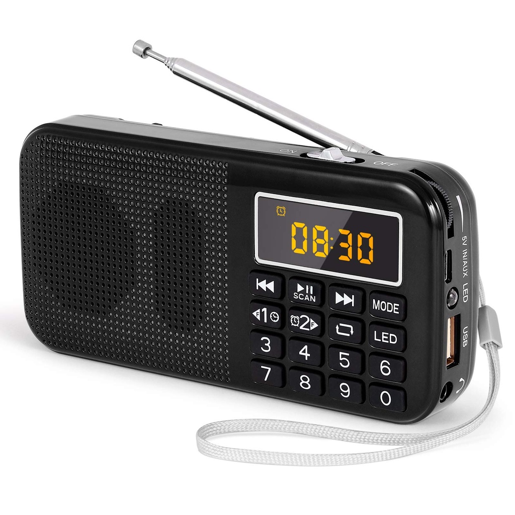 PRUNUS J-725 Rechargeable Radio Portable, FM Radios, Small Radios with 3000mAh Rechargeable