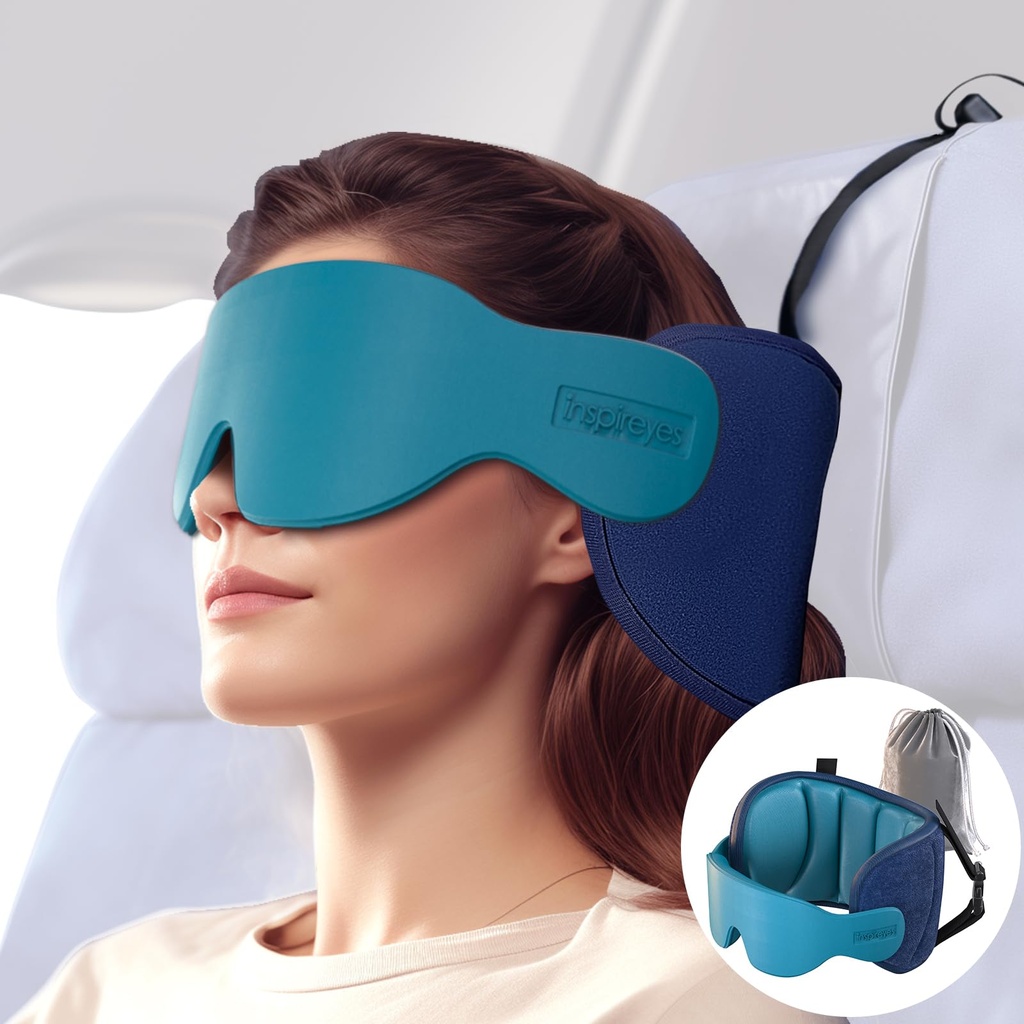 Inspireyes Travel Pillow for Airplanes, Airplane Pillow with Eye Mask for Sleeping, Long Haul