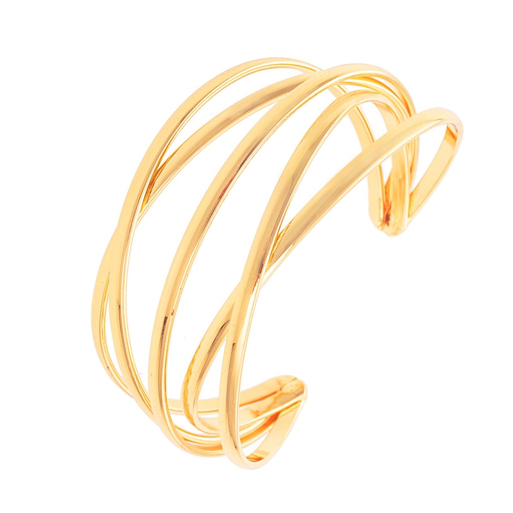 Uwiyo Gold Open Cuff Bangles Open Wide Wire Bracelets Multi-Layer Cross Wire Bangle Bracele