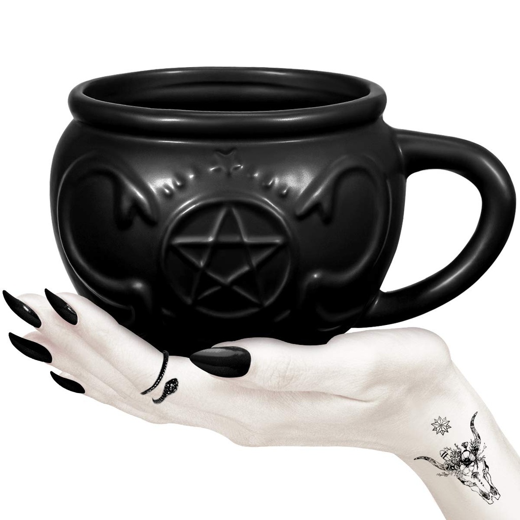 HEMOTON Witch Cauldron Mug 3D Novelty Mug Gothic Tea Cup Porcelain Witch Coffee Witchcraft