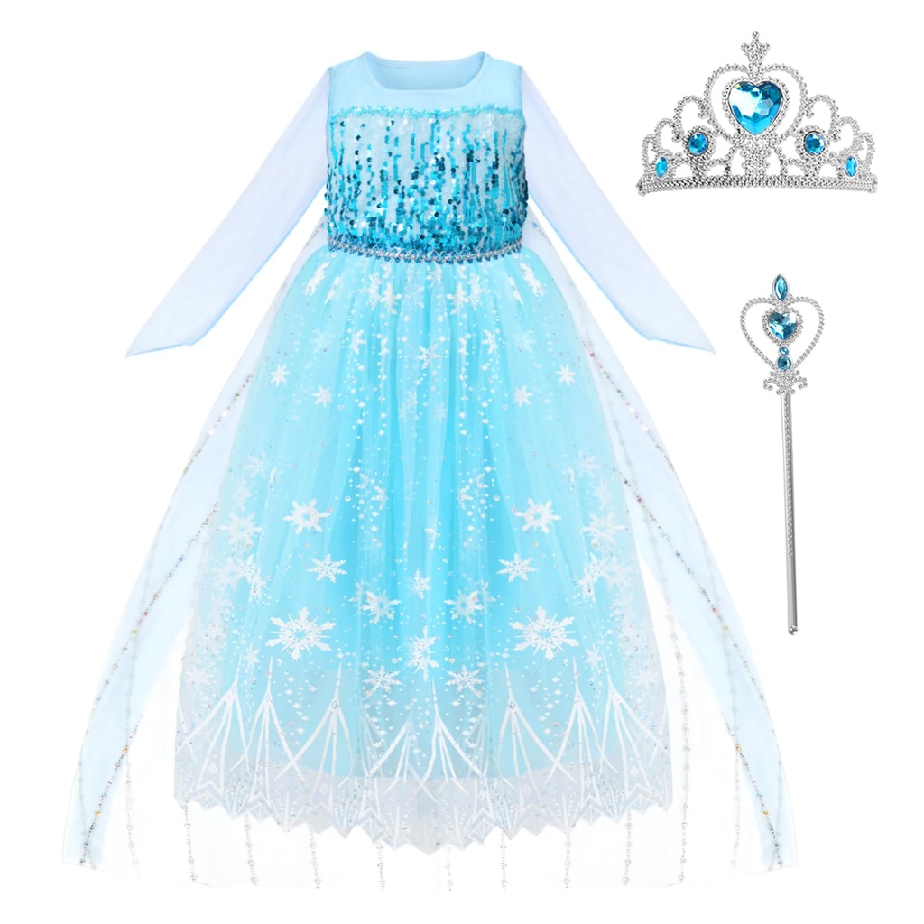 LUKYLUM Princess Costumes for Girls, Princess Dress Up for Girls Aged 3-8, Deluxe Shining G
