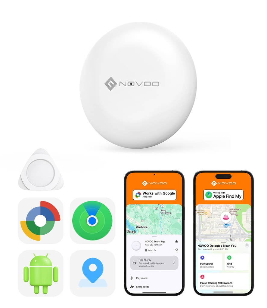 NOVOO Air Tag Tracker, Mini Bluetooth Smart Tracking Tag Compatible with Apple (iOS)