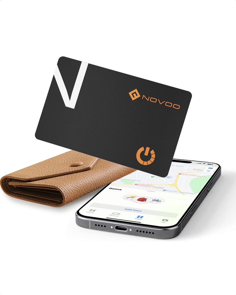 NOVOO Slim SmartCard Wallet Tracker, Air Locator Tag - 1.6mm Thin, 6-Year Battery, IP68 