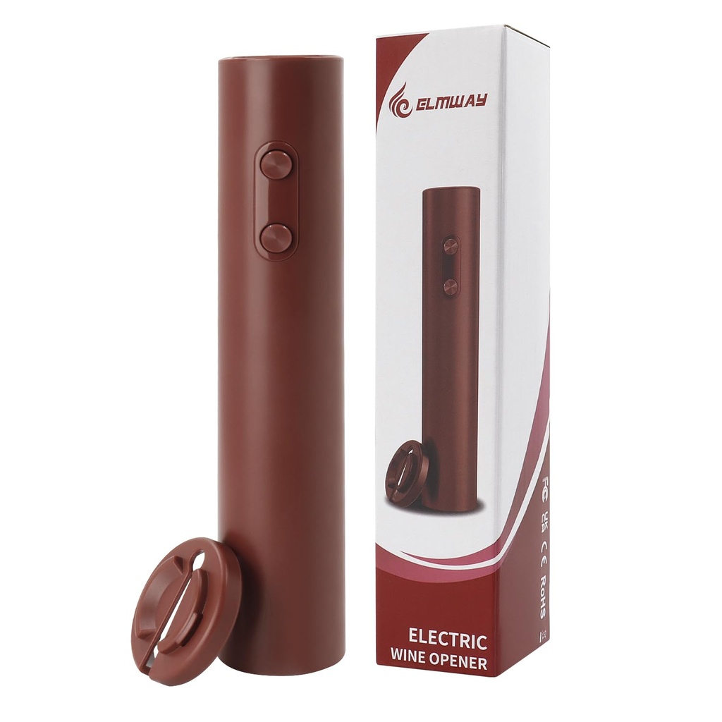 ELMWAY VinoLux Series Electric Wine Opener  Battery Operated Corkscrew with Easy Two-