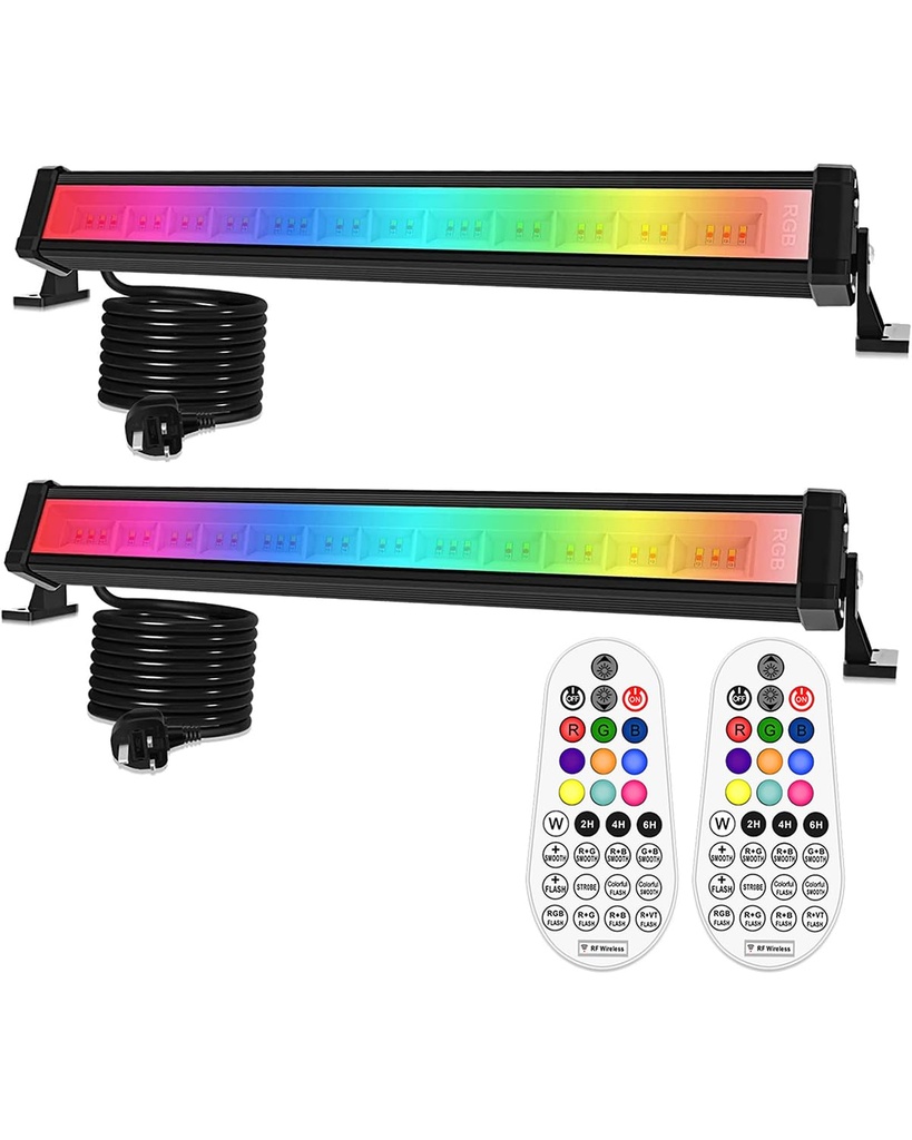 MEIHUA RGB Flood Lights Bar, 42W Led Wall Washer Light with 360 RF Remote Control, 10 Colours