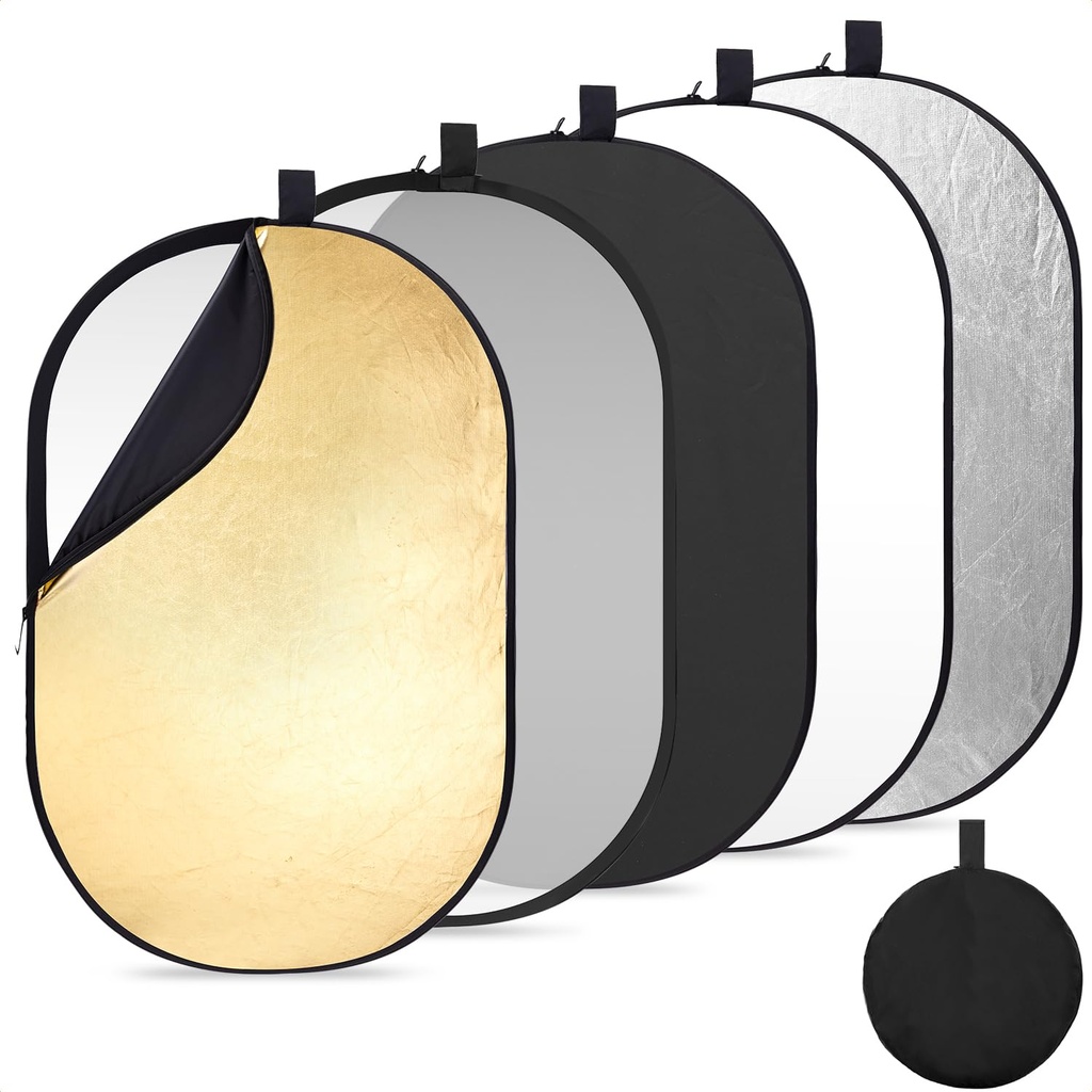 K&F CONCEPT 5 in 1 60x90cm Light Reflector, Multi-Disc Photography Diffuser Collapsible Por