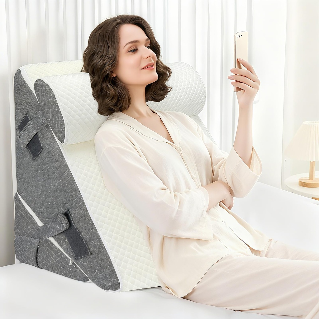 BSTGEKELY 3Pcs Orthopedic Bed Wedge Pillow Set, Incline Memory Foam Wedge Pillow