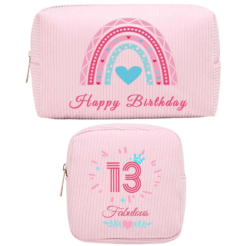 50th Birthday Gifts for Women - 50th Birthday Gift Rainbow Pink Cosmetic Bags 2pcs, Persona