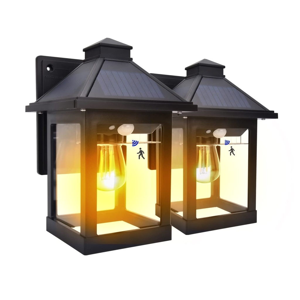 Nodfens 2 Pack Solar Wall Light Outdoor Garden, Solar Security Lights Outdoor Motion Sensor