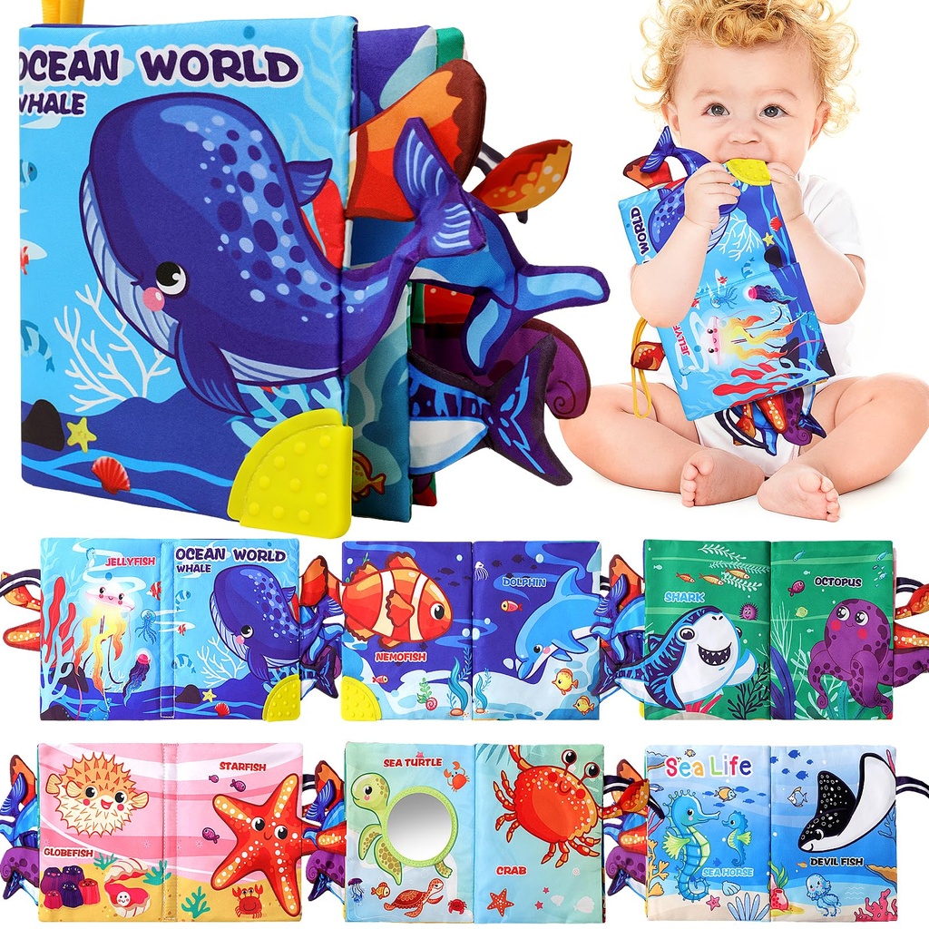 GZGCS Baby Books Toys,Touch and Feel Crinkle Cloth Book for Infant Baby 0-18 Months,Teethin