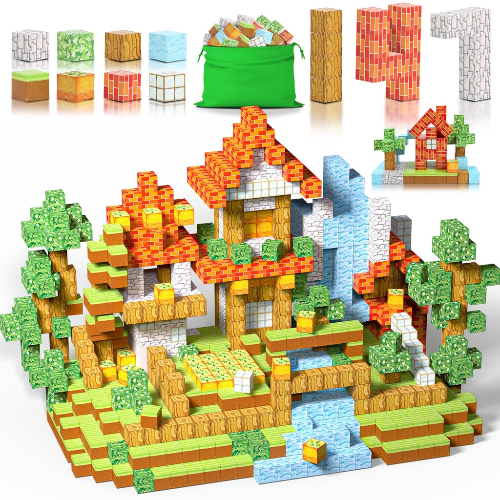 Knoiuao 147Pcs Magnetic Building Blocks, Build Mine Magnet World Set, STEM Montessori Stack