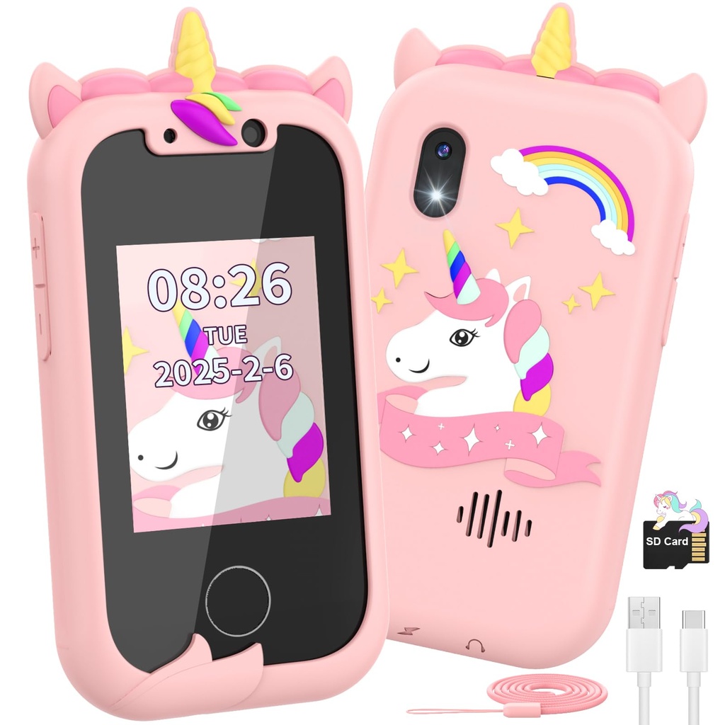Ashfly Kids Phone for Girls, Kids Smart Phone Learning Toy with Dual Camera