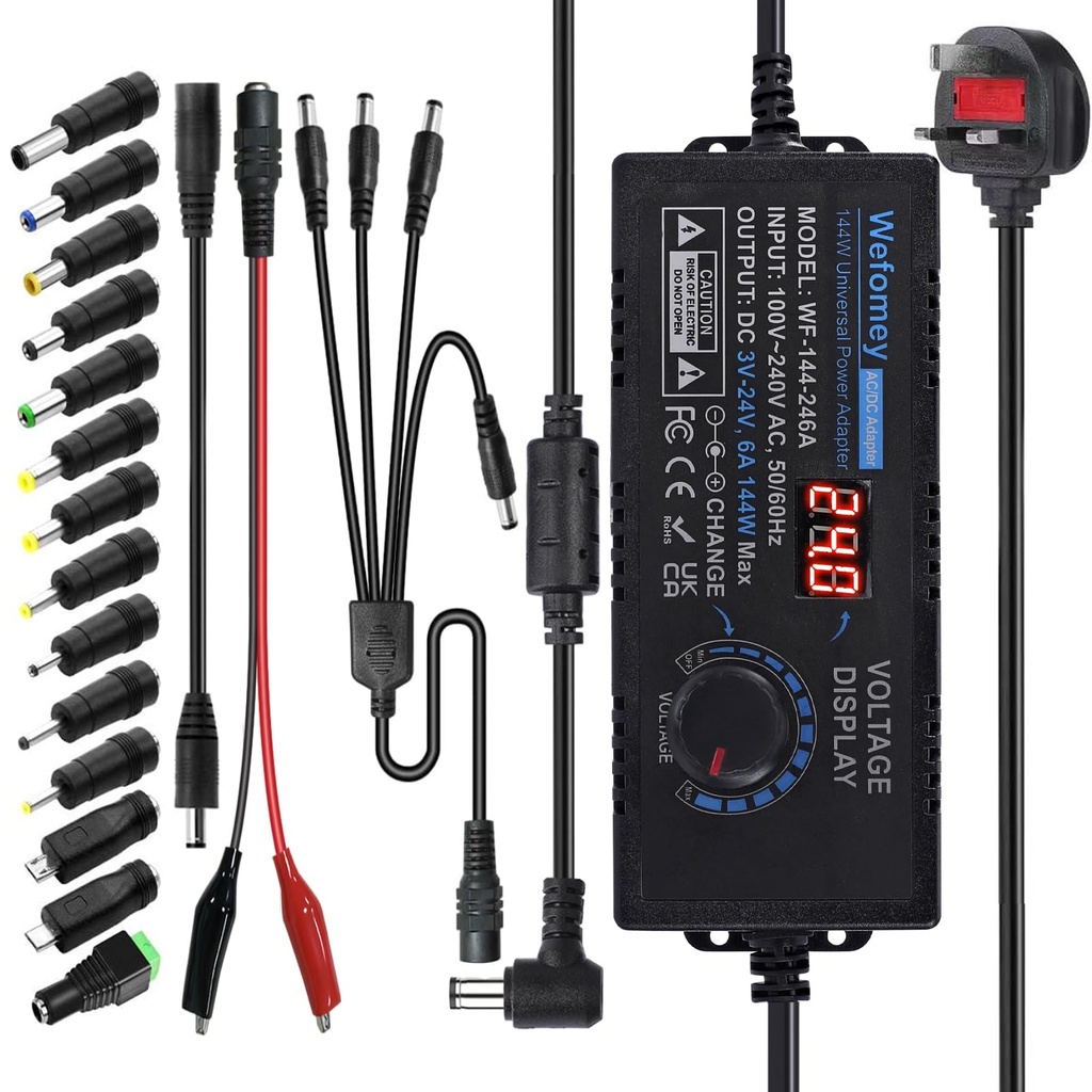 Universal Power Supply 3V~24V 6A 144W Adjustable Variable 3V 5V 9V 12V 18V 20V 24V AC/DC Ad