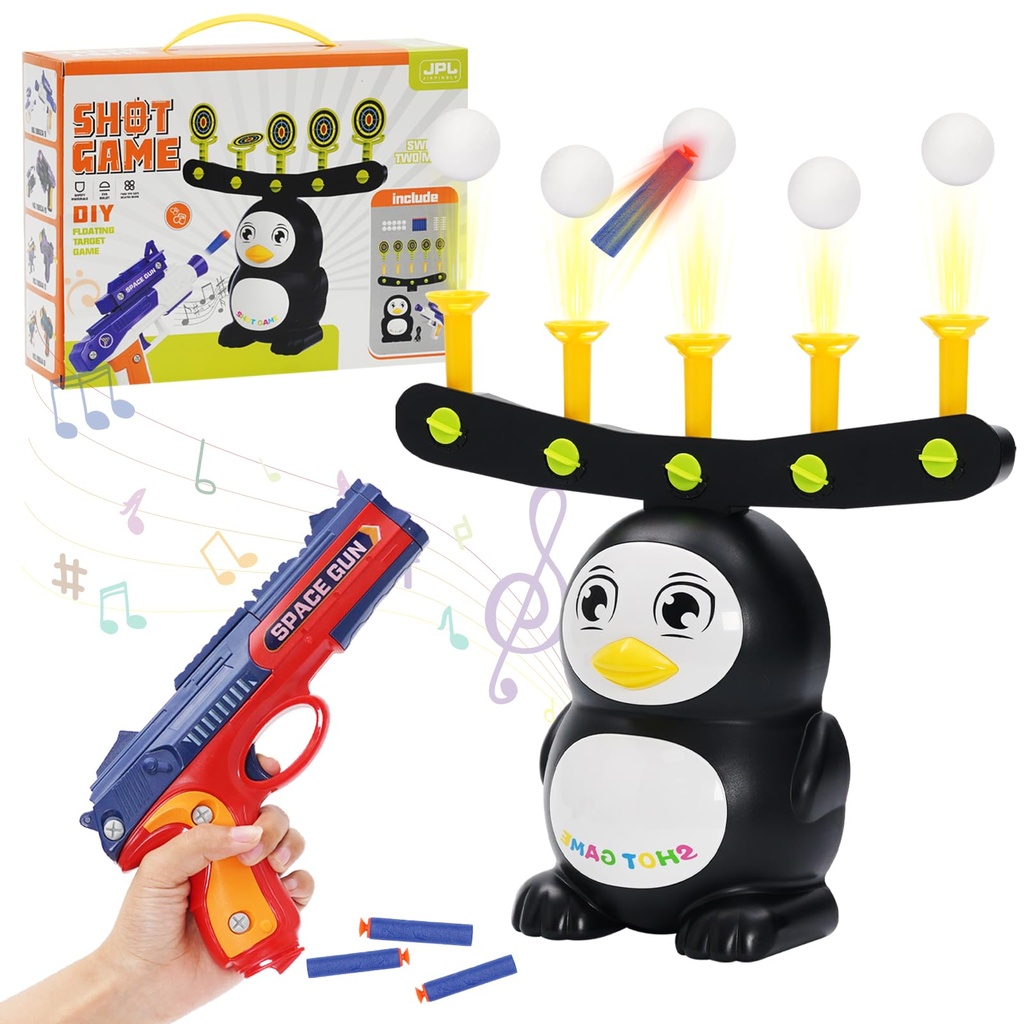 Shooting Game Toy for Kids, Penguin Shooting Target Toy with Toy Gun, Removable Target, Ind