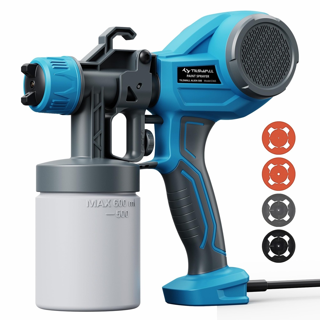 Tilswall Paint Sprayer Ideal for Beginners, Ultra Lightweight Spray Paint Gun Easy to Use 
