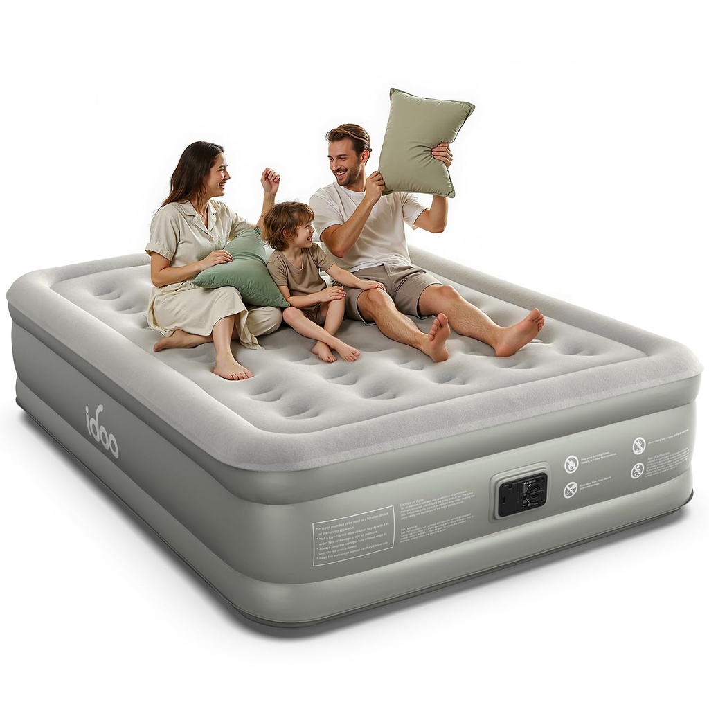 iDOO Inflatable Air Mattress, King Size Airbed with Built-in Electric Pump, Blow Up Mattres