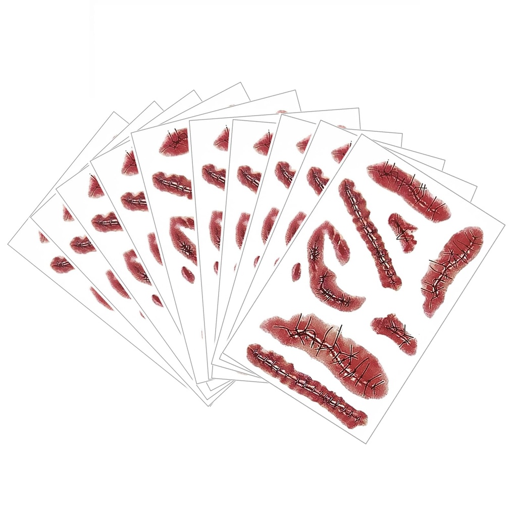 Halloween Scar Tattoos Stickers - 10 Sheets Zombie Makeup Face Stickers for Halloween Acces