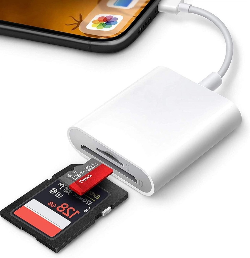SD Card Reader for iPhone 2-IN-1 Memory Card Viewer with SD & TF Dual Slots for iPhone 14/1