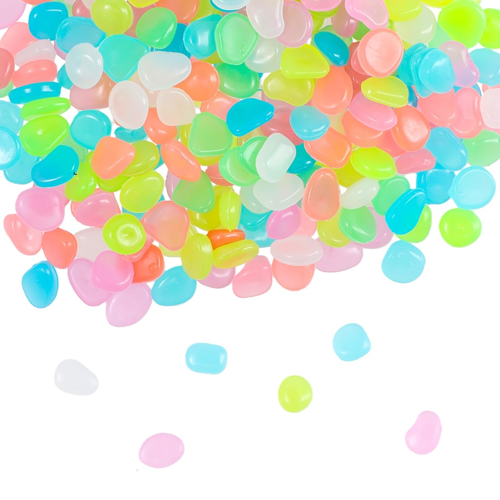 Joyan Glowing Pebbles Stones, 300 Pcs Colorful Luminous Cobblestones, Fluorescent Stones, G