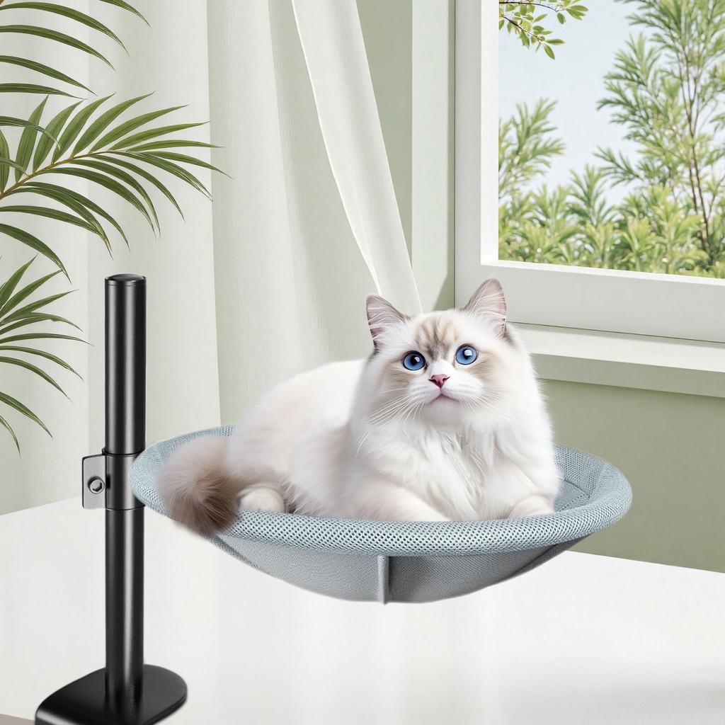 CISSIYOG Cat Desk Bed, 360 Rotatable Adjustable Cat Hammock Bed, Desk Clamp kitty Beds 
