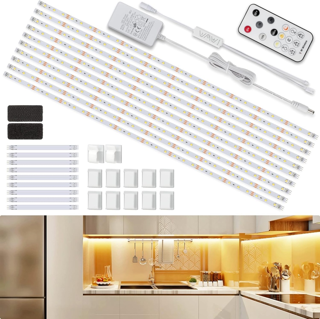 Enteenly Under Cabinet Strip Lights Kit 5m, Warm Whit LED Lighting Strip with Plug 