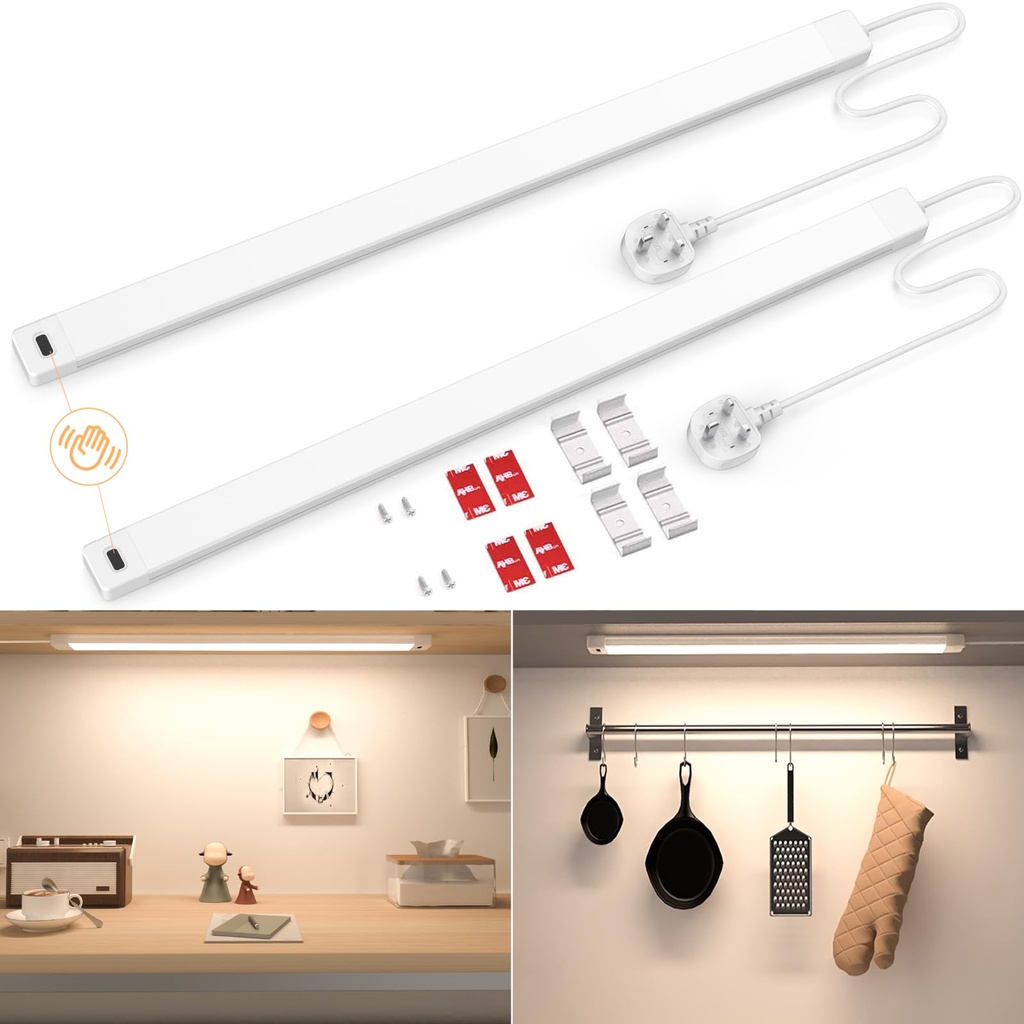Under Cabinet Lighting, Hand Wave Activated, 41CM 4000K Warm White 430lm, Plug in LED