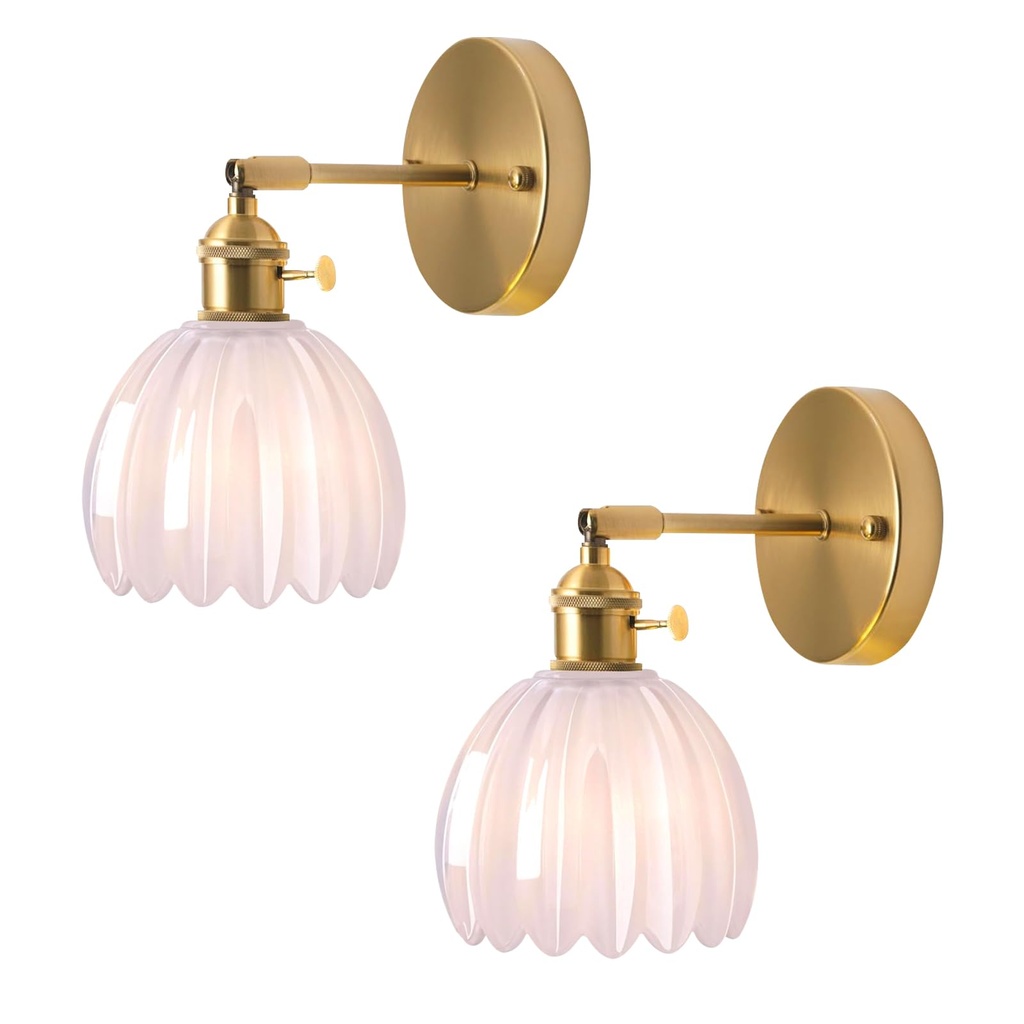 Mikeru Industrial Retro Wall Light, Brass Lampholder, 2 Pack 180 Up and Down Adjustable 
